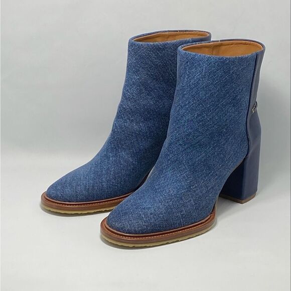 Chloe Edith Denim & Leather Heeled Ankle Boots size 40.5 - Picture 2 of 13